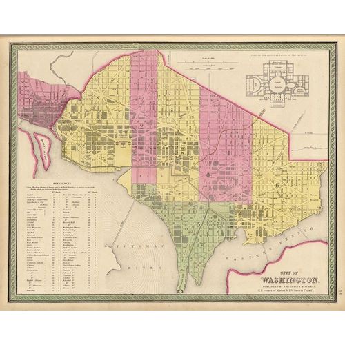 Vintage Maps 아티스트의 Washington DC City Plan 1849 작품