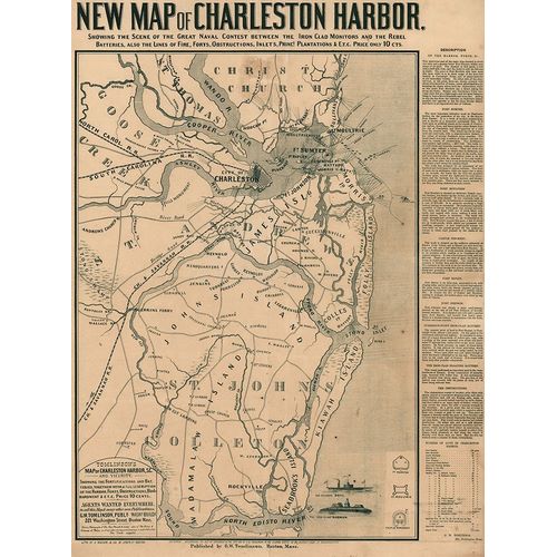 Vintage Maps 아티스트의 Charleston Harbor Battle of the Iron Clads 작품