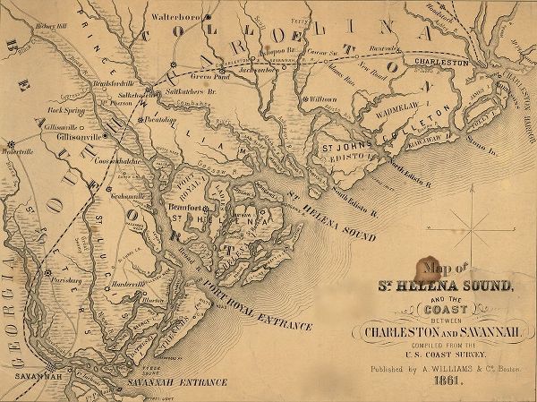 Vintage Maps 아티스트의 St Helena Sound and the coast between Charleston and Savannah 1861 작품