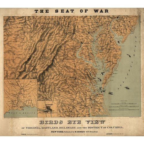 Vintage Maps 아티스트의 Birds Eye View of the Seat of War 1861 작품
