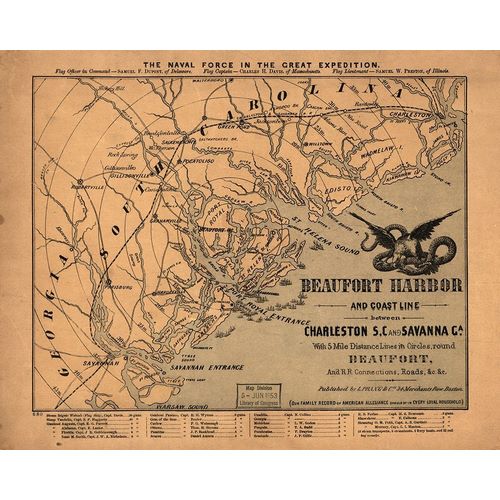 Vintage Maps 아티스트의 Naval Force in the Great Expedition Beaufort Harbor 1861 작품