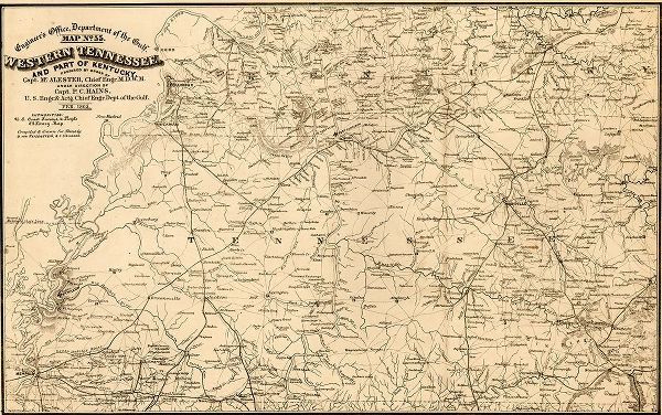 Vintage Maps 아티스트의 Western Tennessee and Part of Kentucky 1865 작품