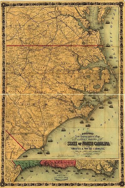 Vintage Maps 아티스트의 Eastern North Carolina 1861 작품