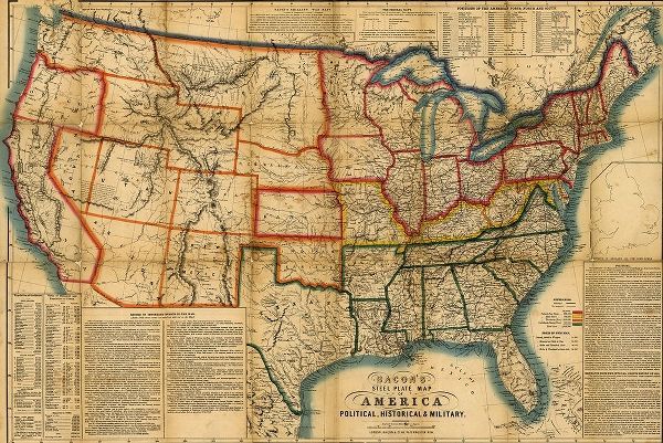 Vintage Maps 아티스트의 US In the Civil War Period 1863 작품