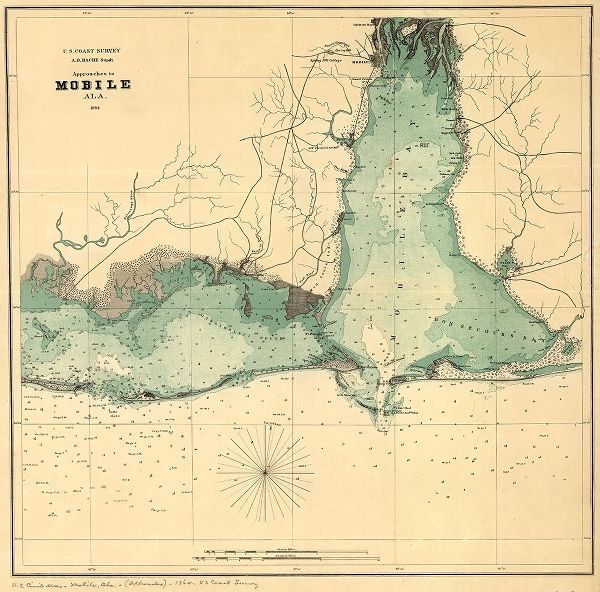 Vintage Maps 아티스트의 Approaches to Mobile Alabama 1864 작품