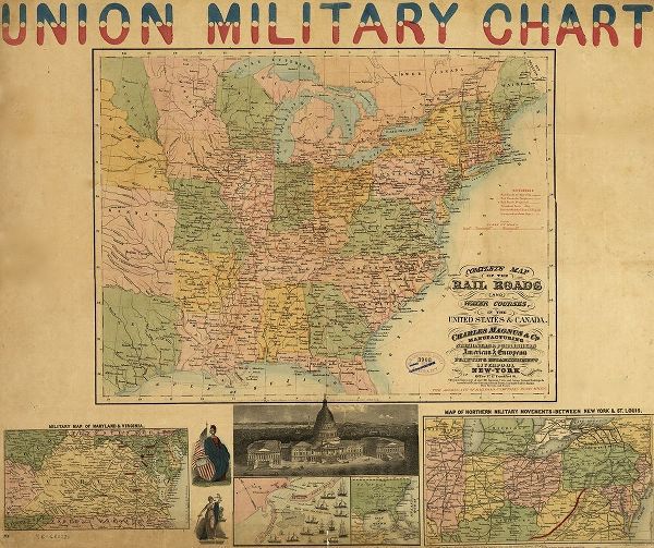 Vintage Maps 아티스트의 Union Military Chart 1861 작품