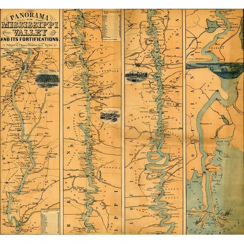 Vintage Maps 아티스트의 Panorama of the Mississippi Valley : and its fortifications 1863 작품