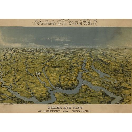 Vintage Maps 아티스트의 Birds eye view of Kentucky and Tennessee 1862  작품