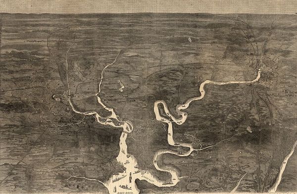 Vintage Maps 아티스트의 Aerial View of Grants Move on Petersburg 1864 작품
