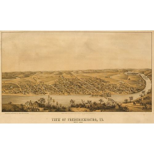 Vintage Maps 아티스트의 Fredericksburg aerial view 1863 작품