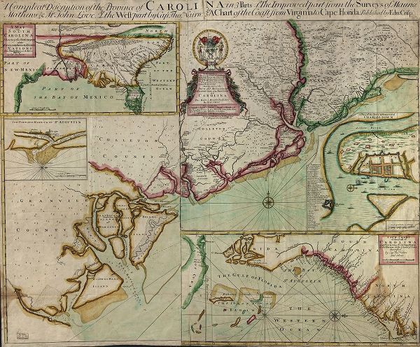 Vintage Maps 아티스트의 Carolinas in 1711 작품