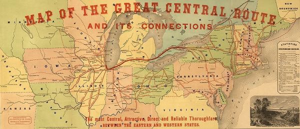 Vintage Maps 아티스트의 Great Central Route and Connections 1855 작품