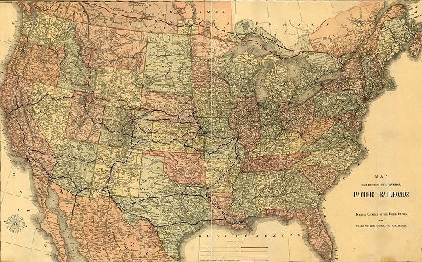Vintage Maps 아티스트의 Pacific Railroads of The United States 1883 작품