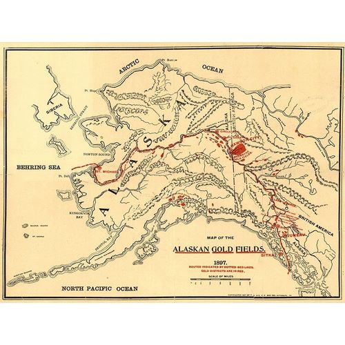 Vintage Maps 아티스트의 Alaskan Gold Fields 1897 작품