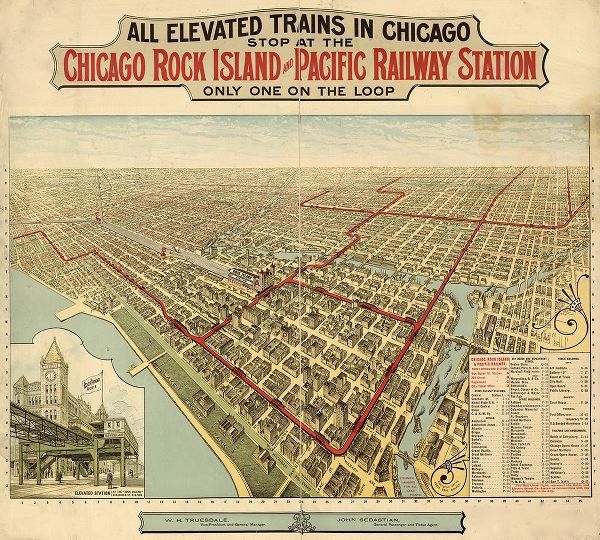 Vintage Maps 아티스트의 Chicago Rock Island and Pacific Railway Station 1897 작품