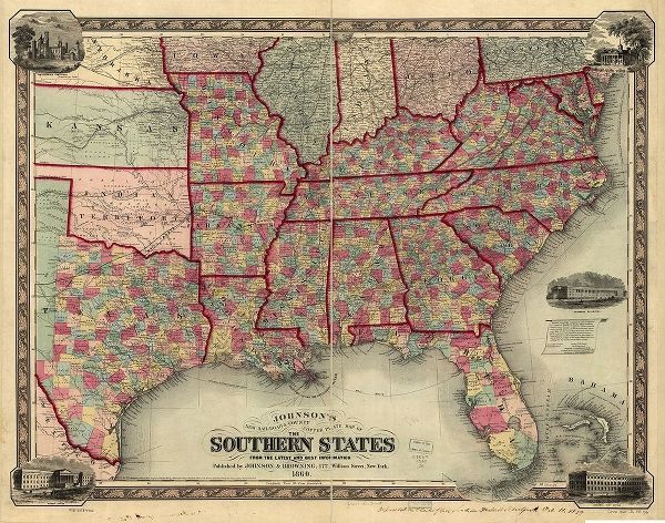 Vintage Maps 아티스트의 Southern States Before the Outbreak of War 1860 작품