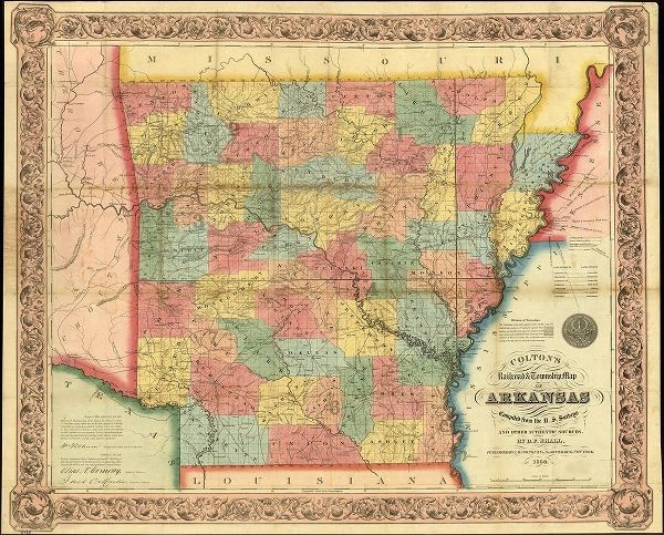 Vintage Maps 아티스트의 Arkansas 1854 작품