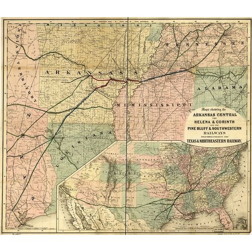 Vintage Maps 아티스트의 Arkansas Central 1872 작품