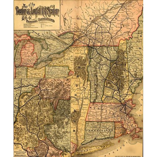 Vintage Maps 아티스트의 Boston and Lowell R R system 1890 작품