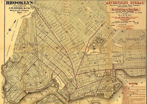 Vintage Maps 아티스트의 Brooklyn Street Map 1874 작품