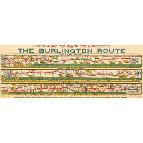 Vintage Maps 아티스트의 Chicago to San Francisco via the Burlington Route  작품