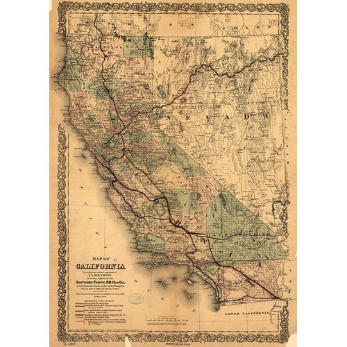 Vintage Maps 아티스트의 California Southern Pacific 1876 작품