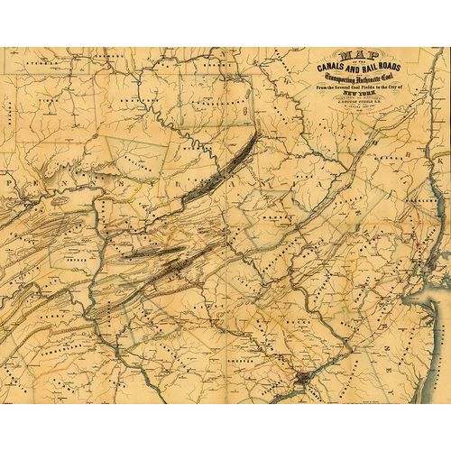 Vintage Maps 아티스트의 Canals and railroads for transporting anthracite coal from the several coal fields to the city of Ne 작품