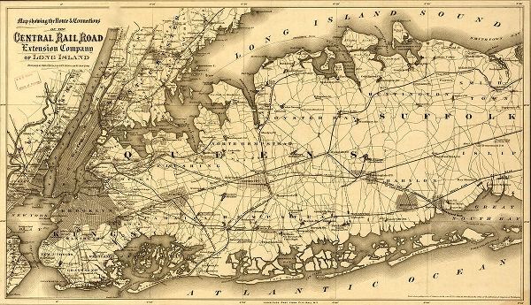 Vintage Maps 아티스트의 Central Rail Road Extension Company of Long Island 1873 작품