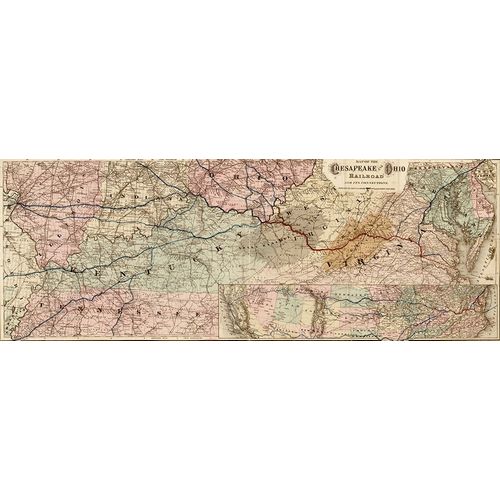 Vintage Maps 아티스트의 Chesapeake and Ohio Railroad 1873 작품
