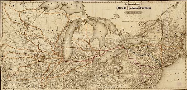 Vintage Maps 아티스트의 Chicago and Canada Southern Railway 1872 작품