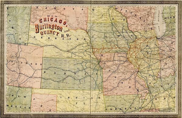 Vintage Maps 아티스트의 Chicago Burlington and Quincy 1881 작품