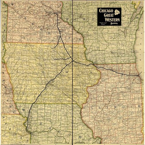 Vintage Maps 아티스트의 Chicago Great Western Railway Maple Leaf Route 1897 작품