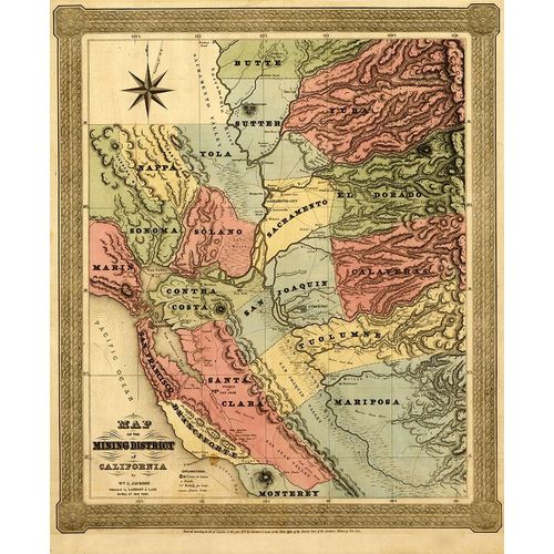 Vintage Maps 아티스트의 California Mining District 1851 작품