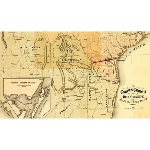 Vintage Maps 아티스트의 Corpus Christi and Rio Grande Railway Company 1874 작품