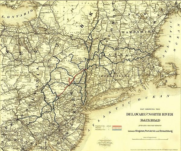 Vintage Maps 아티스트의 Delaware and North River Railroad 1890 작품