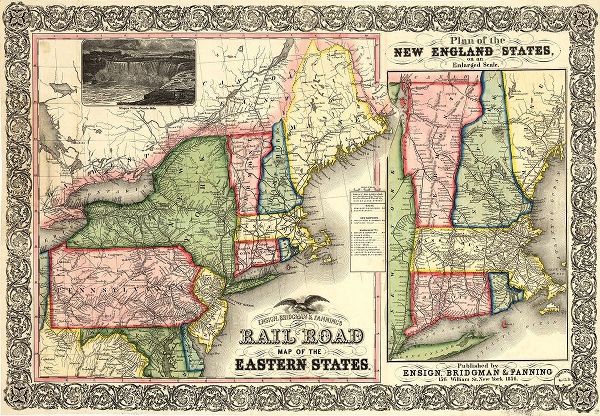 Vintage Maps 아티스트의 Road Map of the Eastern States 1856 작품