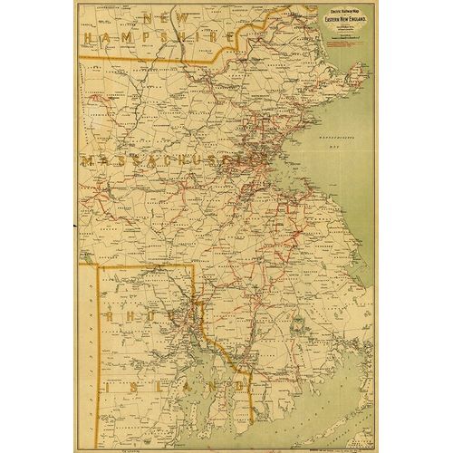 Vintage Maps 아티스트의 Electric railway map of eastern New England  작품