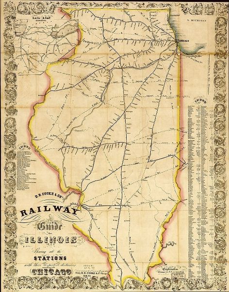 Vintage Maps 아티스트의 Railway guide for Illinois 1855  작품