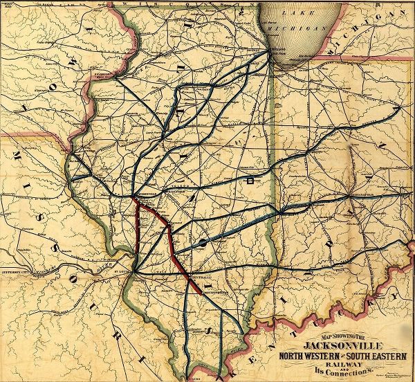 Vintage Maps 아티스트의 Jacksonville North Western and South Eastern Railway 1855 작품