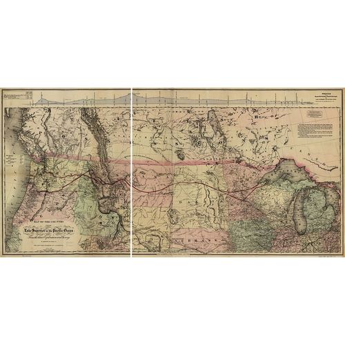 Vintage Maps 아티스트의 Lake Superior to the Pacific Ocean 1867 작품