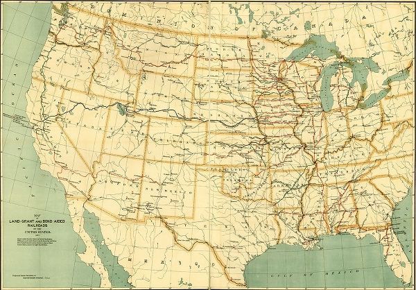 Vintage Maps 아티스트의 land grant and bond aided railroads of the United States 1892 작품
