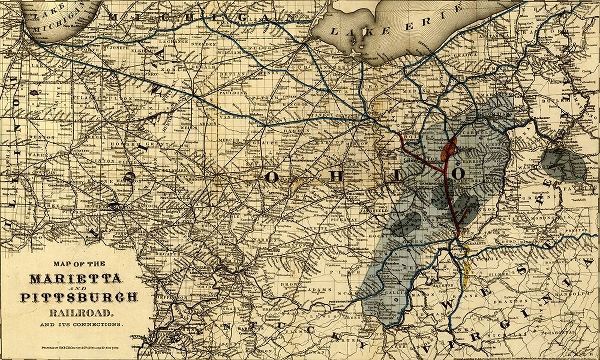 Vintage Maps 아티스트의 Marietta and Pittsburgh Railroad 1871 작품