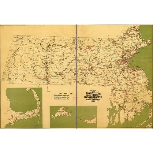 Vintage Maps 아티스트의 Massachusetts Electric Railways 1899 작품