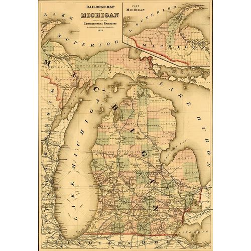 Vintage Maps 아티스트의 Michigan 1876 작품