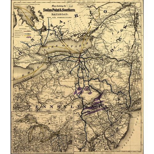Vintage Maps 아티스트의 Sodus Point and Southern 1872 작품