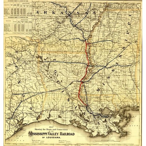 Vintage Maps 아티스트의 Mississippi Valley Railroad of Louisiana 1872 작품