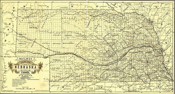 Vintage Maps 아티스트의 Nebraska 1889 작품