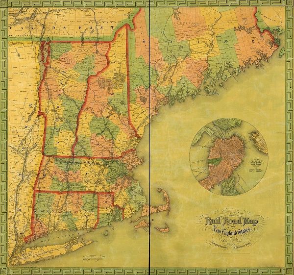 Vintage Maps 아티스트의 New England States 1854 작품