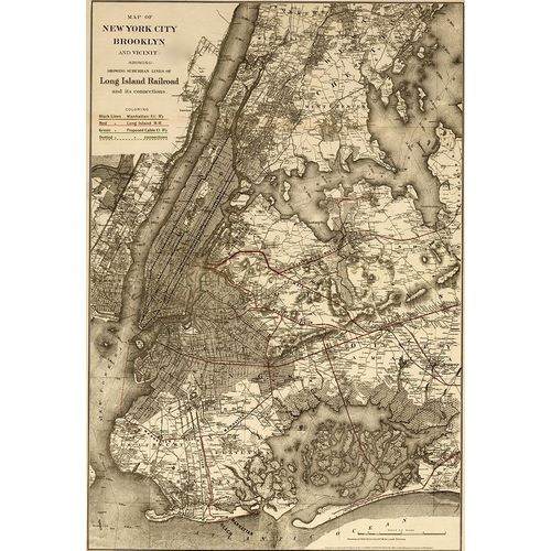 Vintage Maps 아티스트의 New York City Brooklyn and vicinity showing surface and elevated railroads 1885 작품
