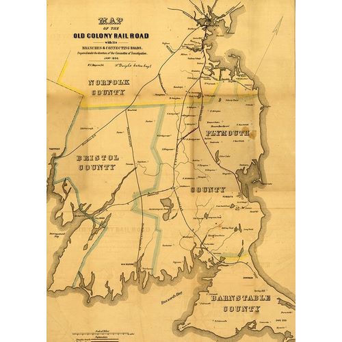 Vintage Maps 아티스트의 Old Colony Rail Road 1850 작품